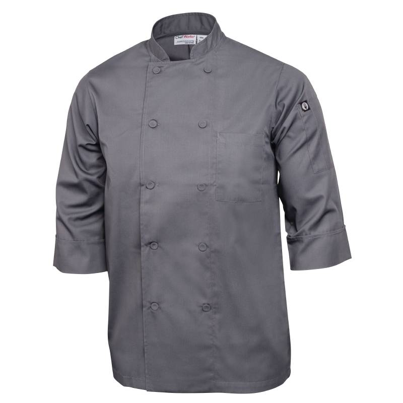 Veste De Cuisinier Manches 3/4 - Chef Works - Grise - Disponibles En 6 Tailles