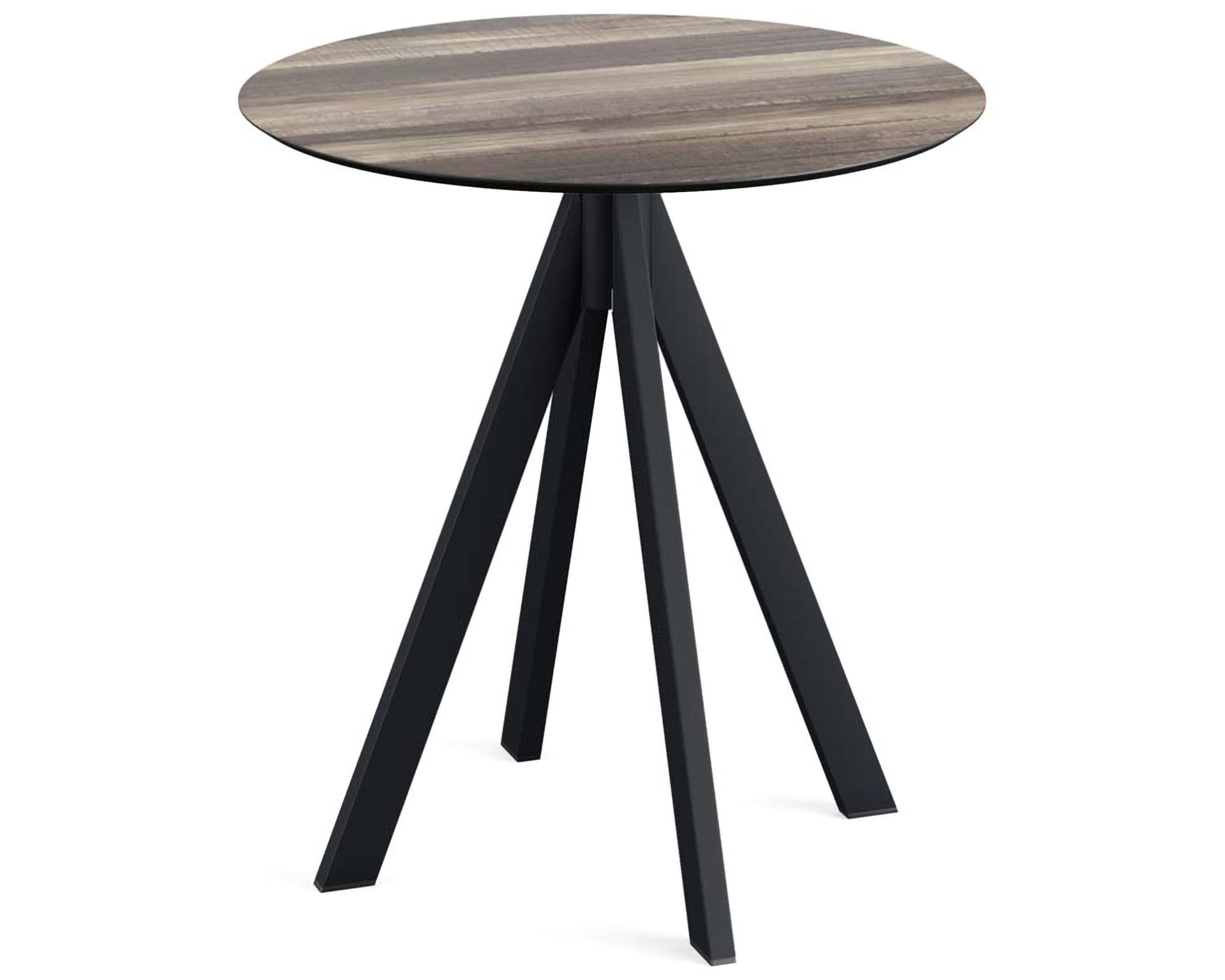 Infinity terrastafel zwart frame + Tropical Wood HPL tafelblad tafelblad Ø70cm