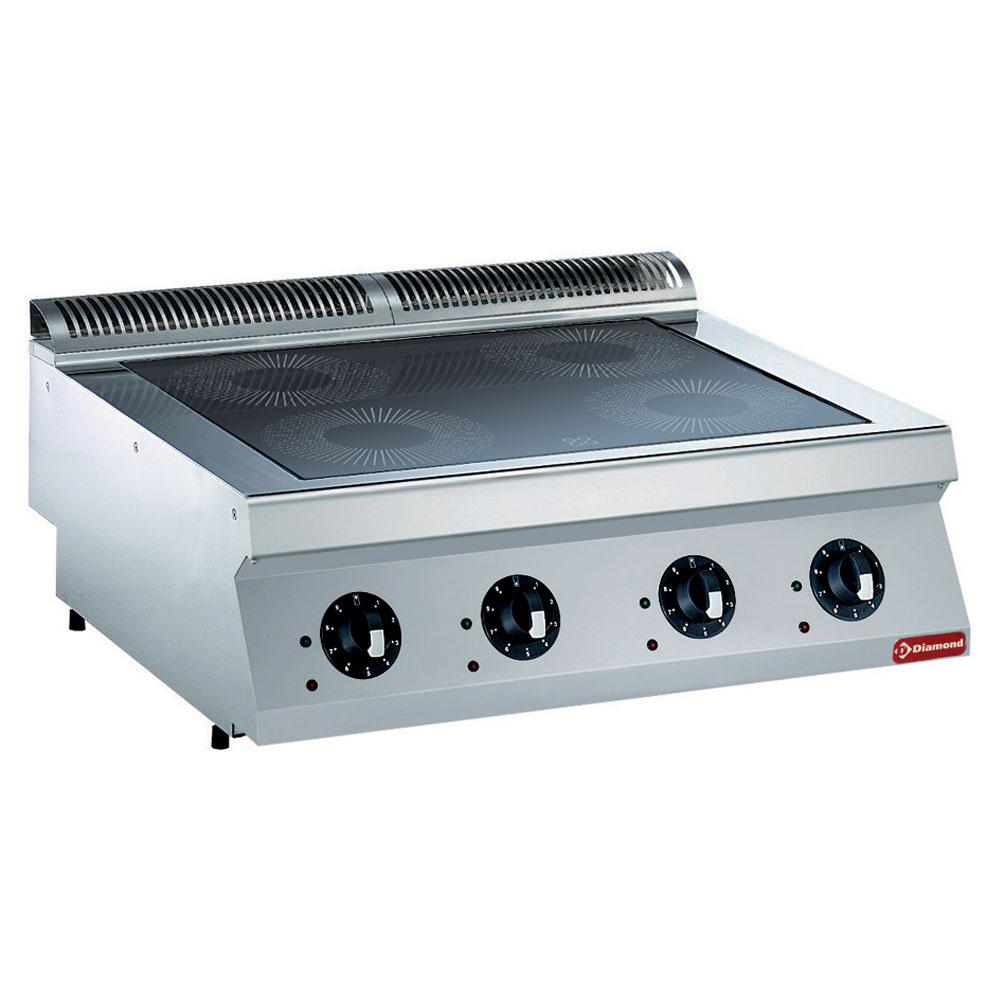 Inductie kookplaat 4 zones - 800x730x(h)320mm - 14kW/400V