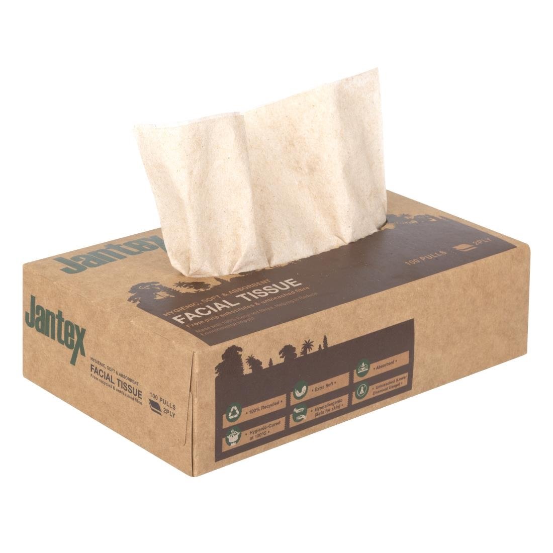 Jantex Green 100% Recycelte Gesichtstücher 100 Blatt (36 Stück)