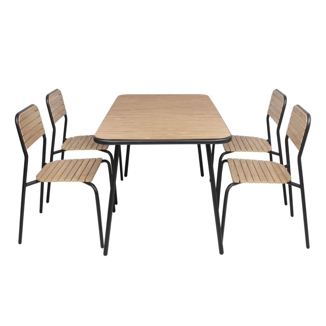 Bolero Santorini Outdoor-Stühle in Holzoptik (4er-Pack)