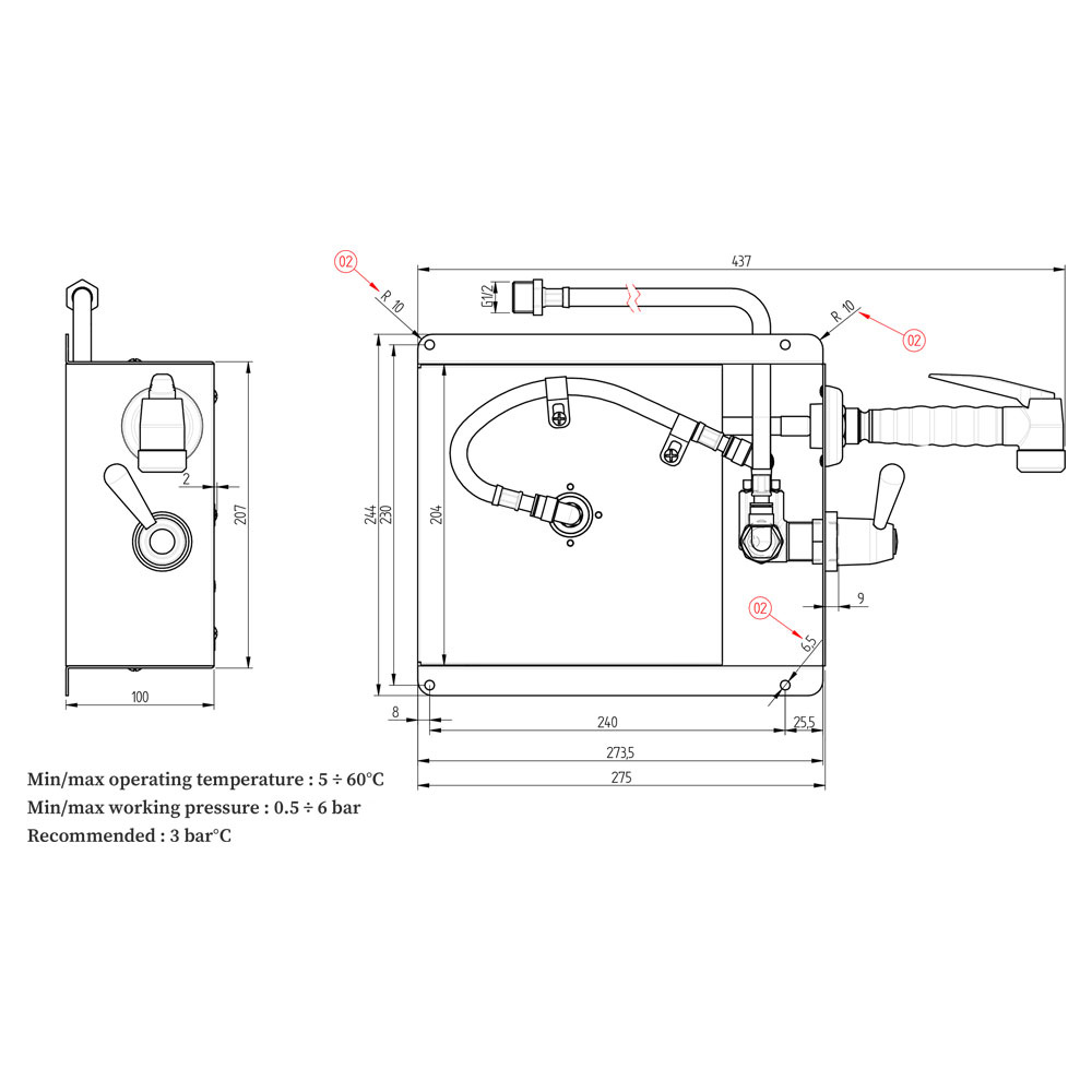 Schlauchbrause mit Automatischen Aufroller 1,8m.