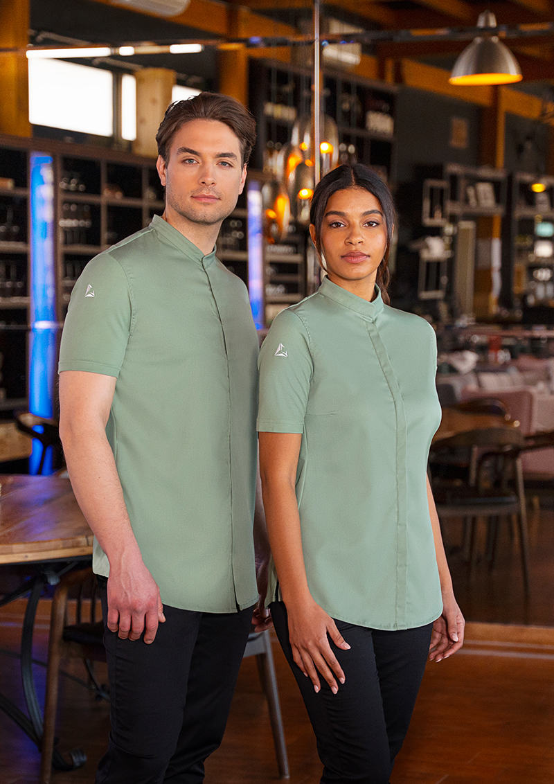 Veste de cuisine à manches courtes pour hommes DIAMOND CUT Avantgarde - Vert Pastel - 44