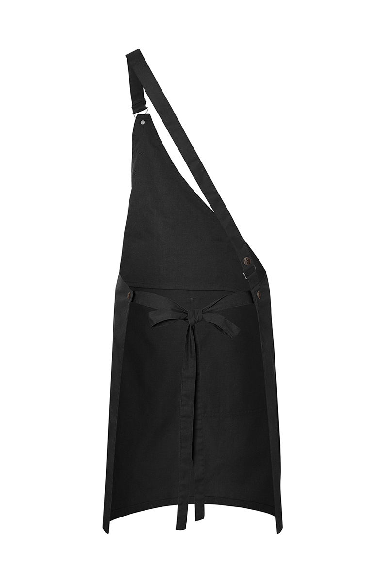 Asymmetrisch Schort Met Borststuk, Klassiek Model, En Zak - Zwart