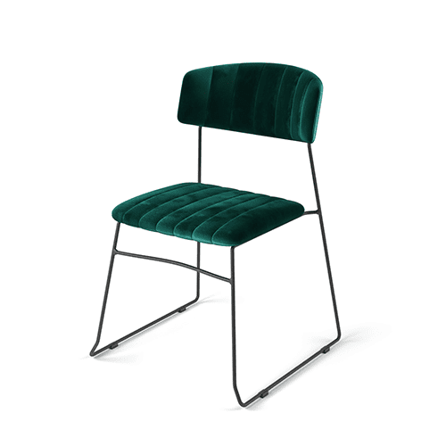 Mundo chaise empilable, Vert, revêtement en velours, ignifuge, 54x55x79cm (BxTxH), 53003
