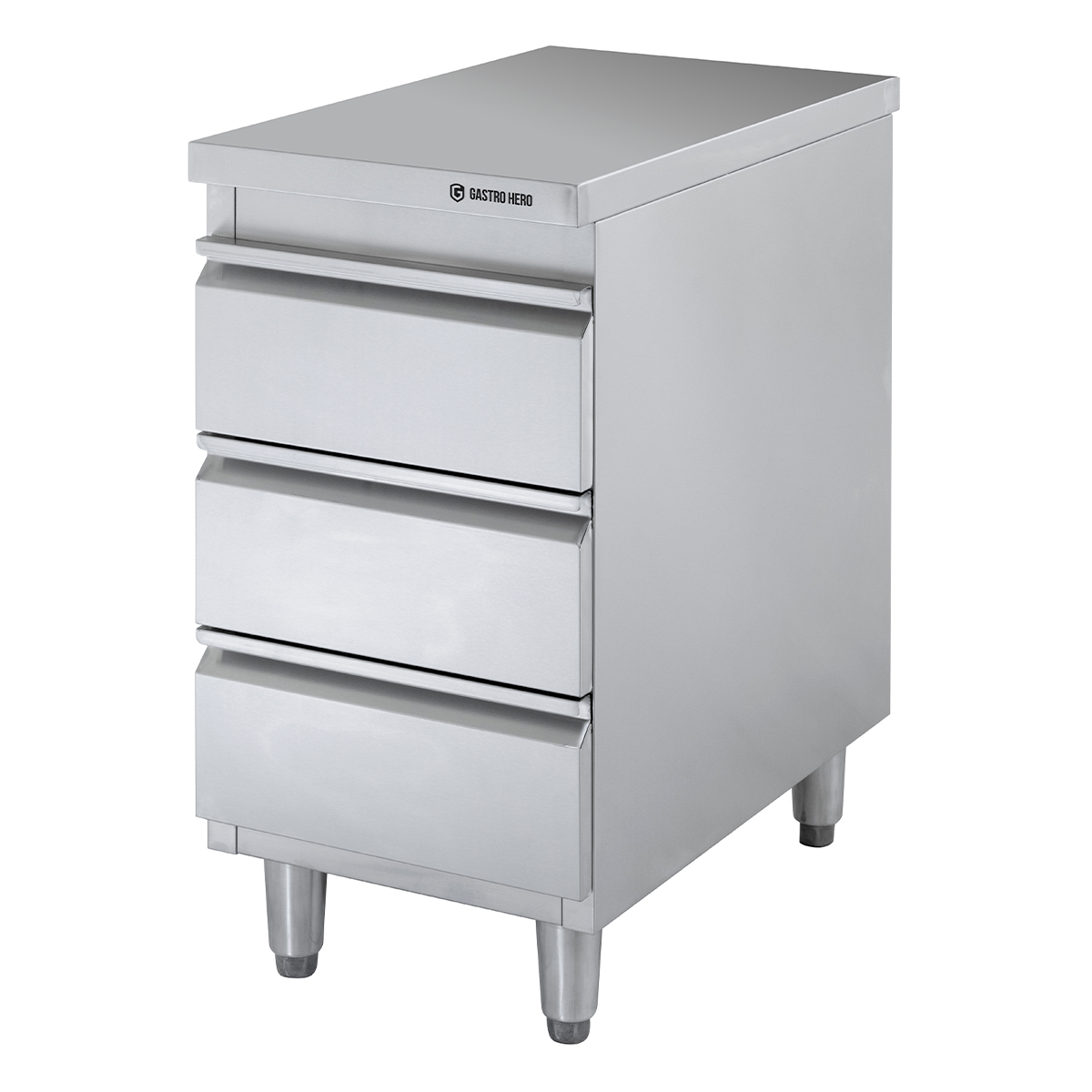 Meuble à tiroirs en acier inoxydable BASIC, 3 tiroirs, unité 700, AISI 201