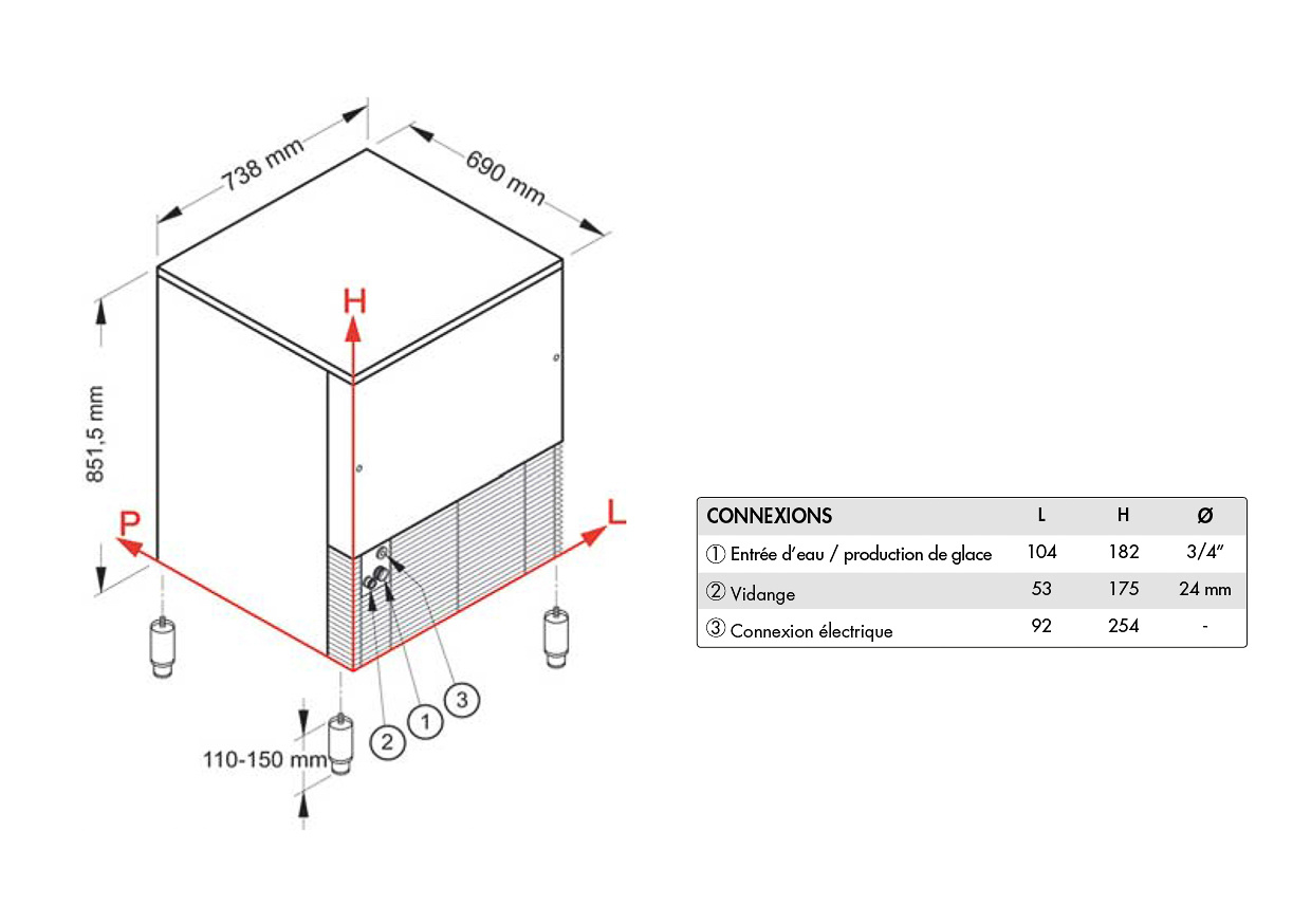 Brema - Machine à Glaçons Nuggets - 148 kg/24h - Réserve 40kg - Condenseur Air/Eau