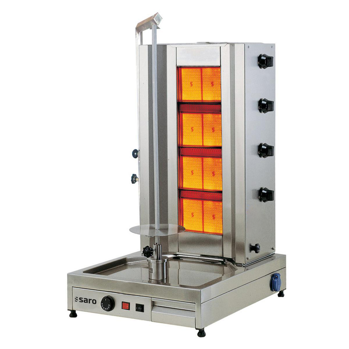 Gril à gaz SARO pour Döner/Gyros, 4 brûleurs, modèle Tilla 4