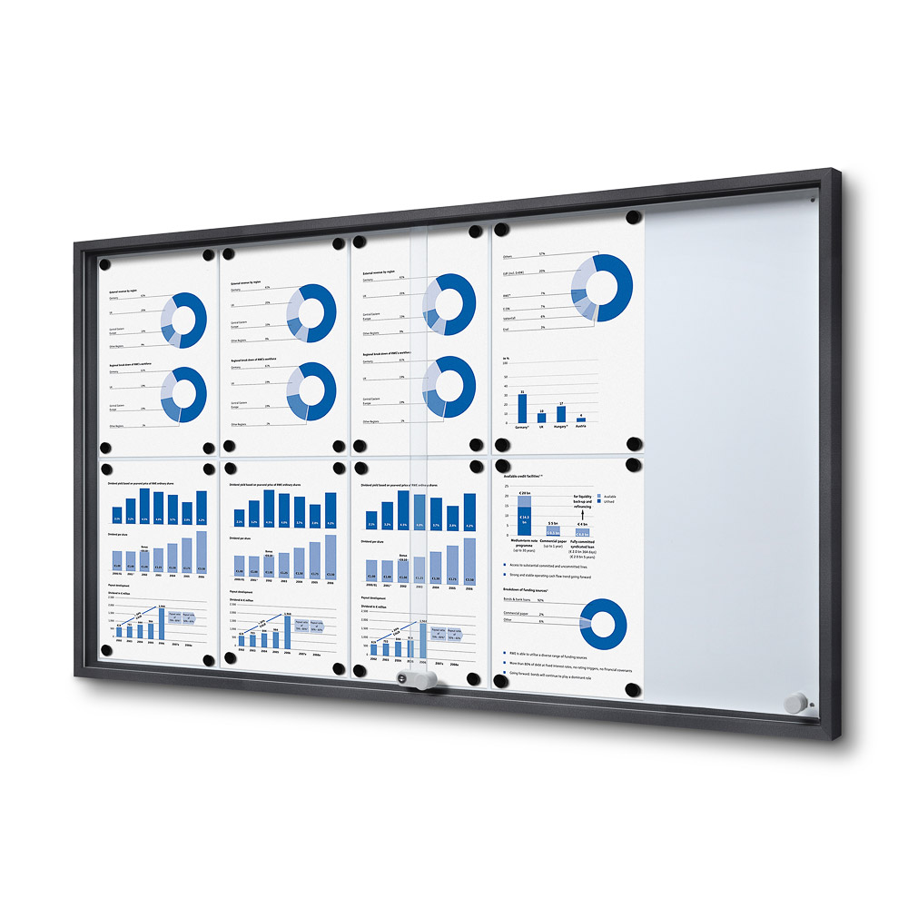 Notitiebord met schuifdeuren Slim - 10x A4 Antraciet