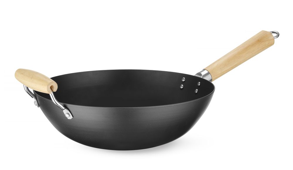Wok met houten handvat - Ø324x565mm