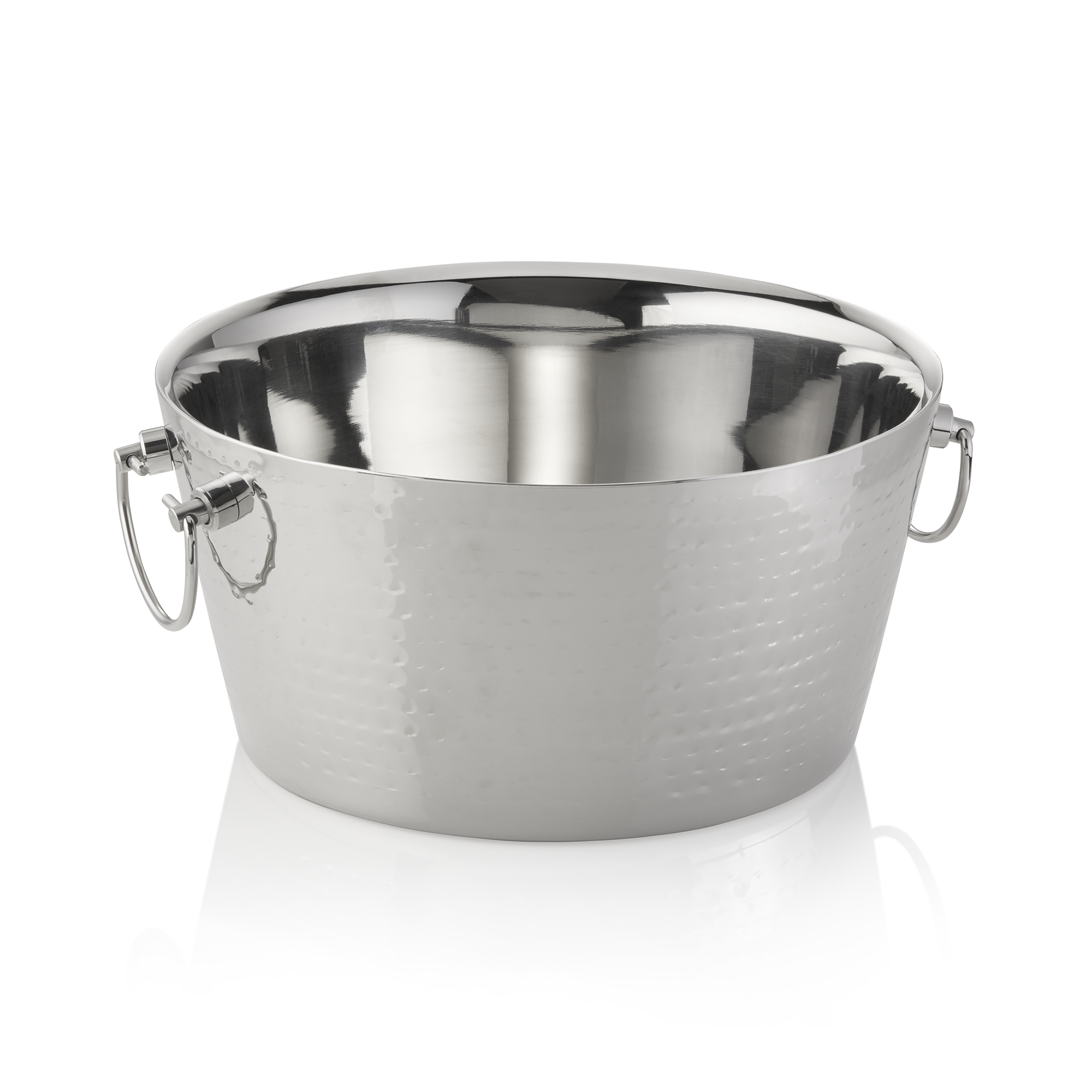 Champagnekoeler, Ø 34 cm, Hoogte 17 cm, 9 l, dubbelwandig, gehamerde oppervlakte, chroom-nikkelstaal