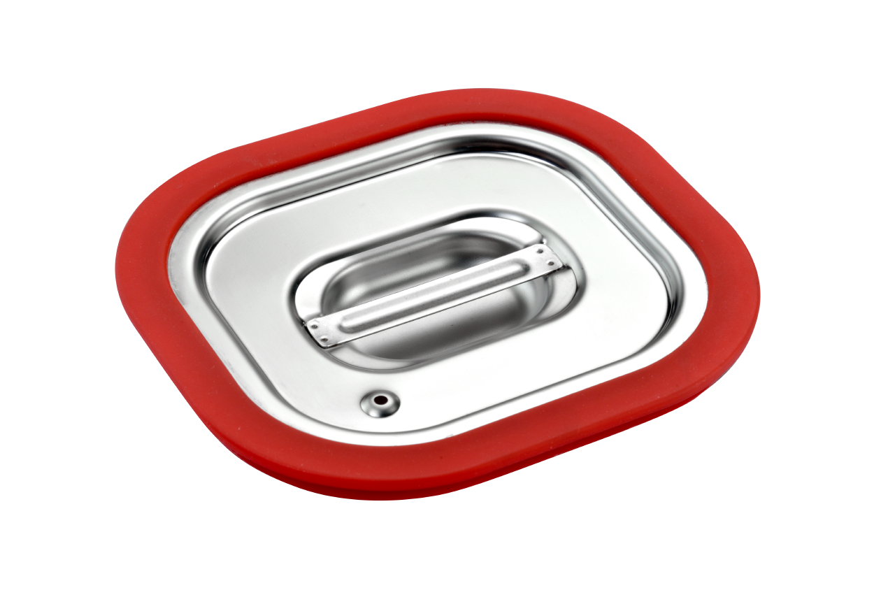 Edelstahl-Deckel GN 1/6 mit Silikondichtung | 176 x 162 mm | Basic