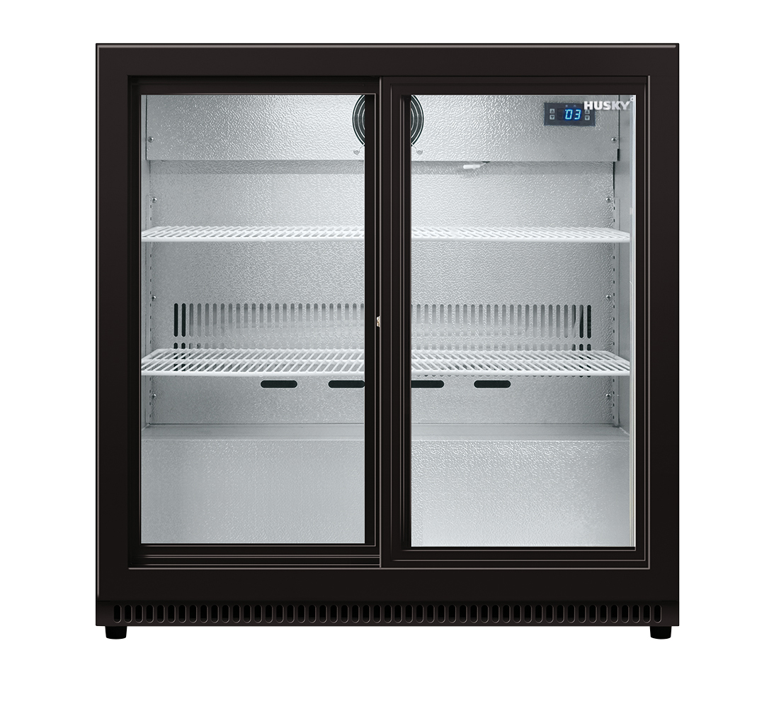 Barkühlschrank mit Glastüren Schwarz | 196 L | C2Slide-865-BK-NL-HU