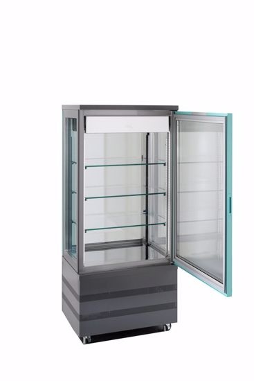 Gefrierschrank mit Glastür | EVO670 NT TOP Schwarz 3LE | 3 Glasseiten | 670x640x(H)1500 mm