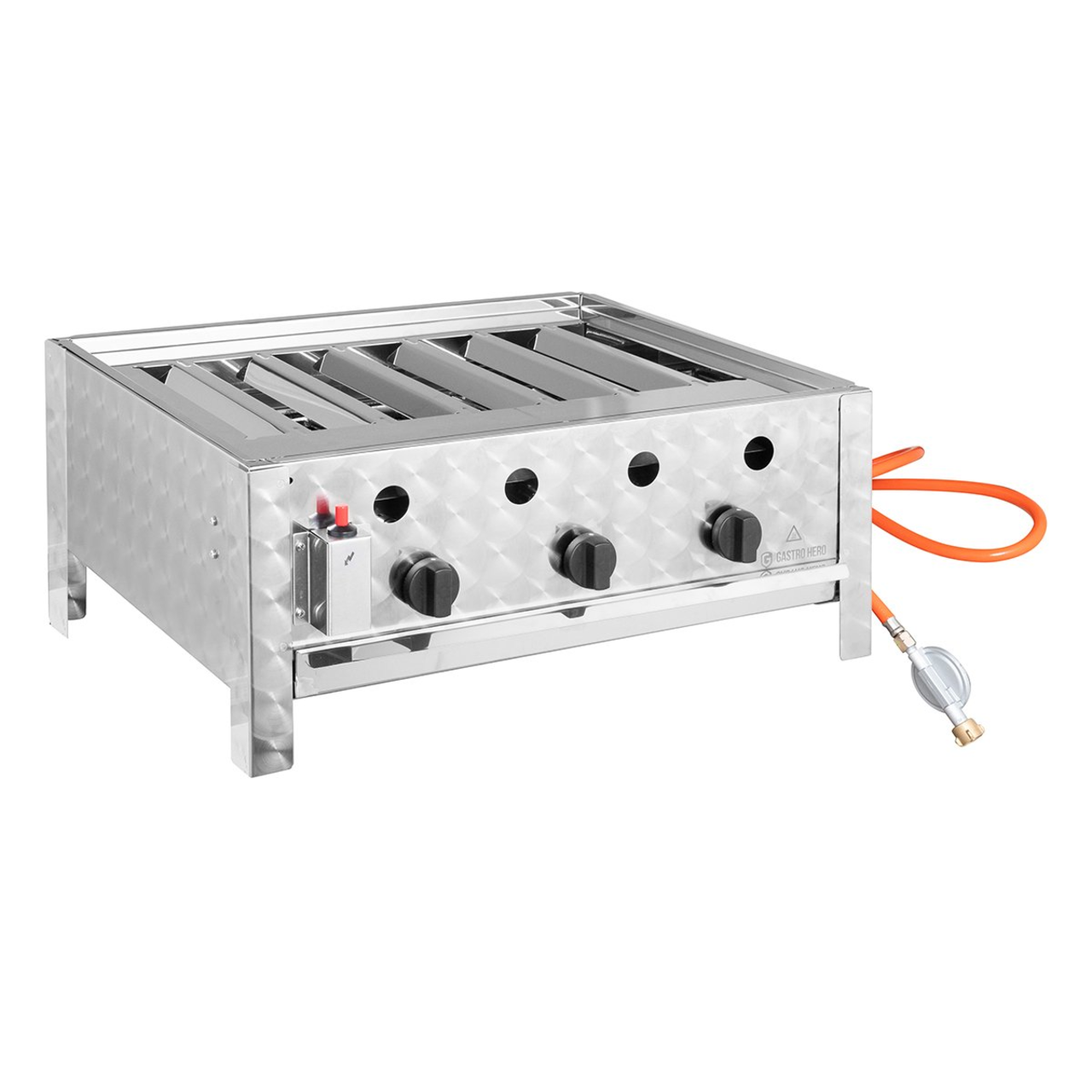 Tafelgrill op gas met 3 branders, 10 kW, 650 x 570 x 270 mm
