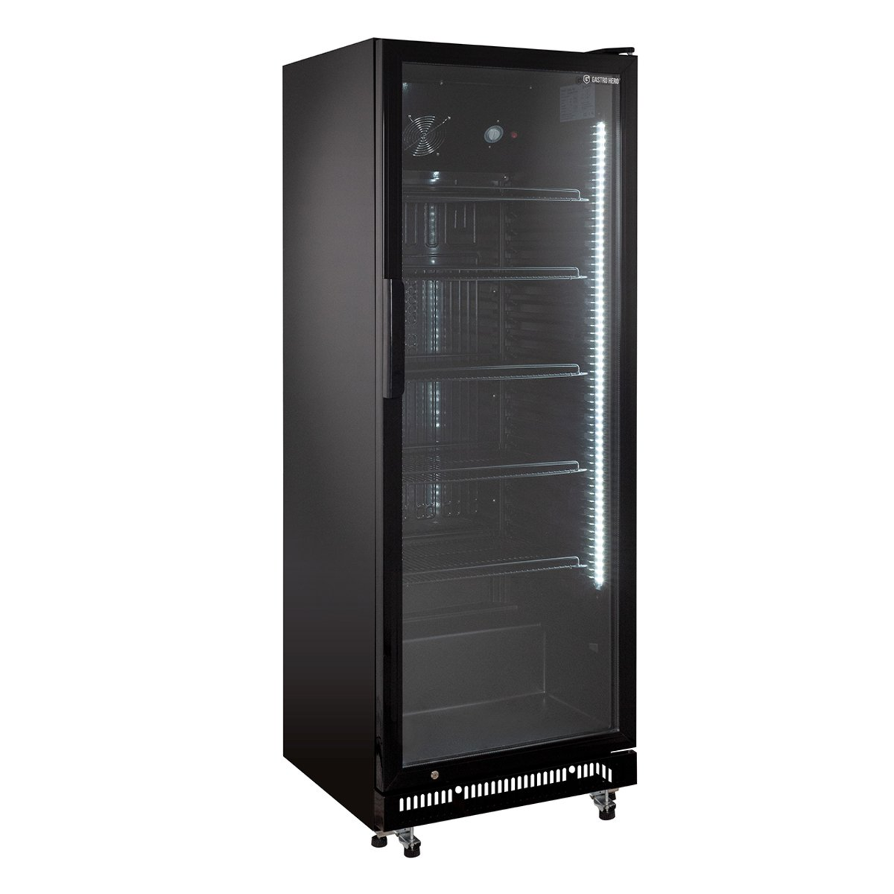 Drankkoelkast GKSE360, 360 liter koelruimtevolume, 5 verstelbare legroosters, binnenverlichting, afsluitbaar, zwart