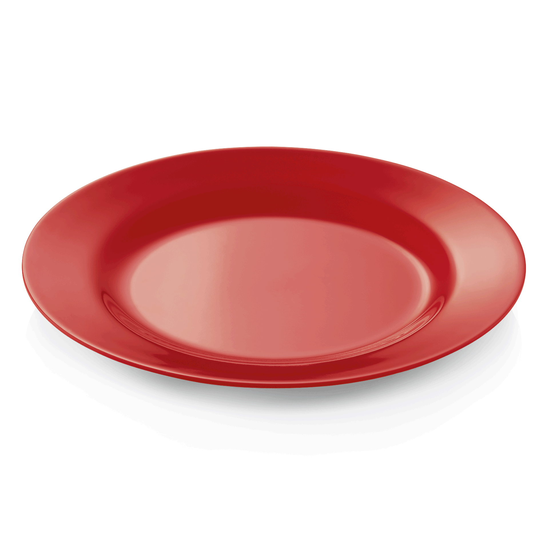 Bordenset, plat, Ø 23 cm, rood, Set van 12 stuks, melamine