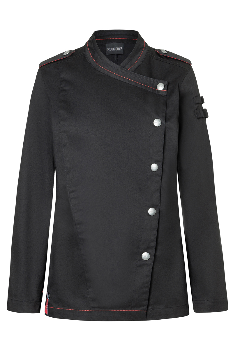 Langarm Damenkochjacke ROCK CHEF-Stage2 - Schwarz - 34