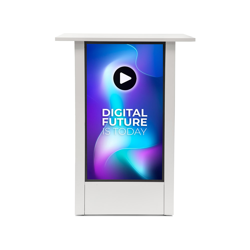 Digital Counter Futuro met 32" Samsung Scherm Verticaal Wit