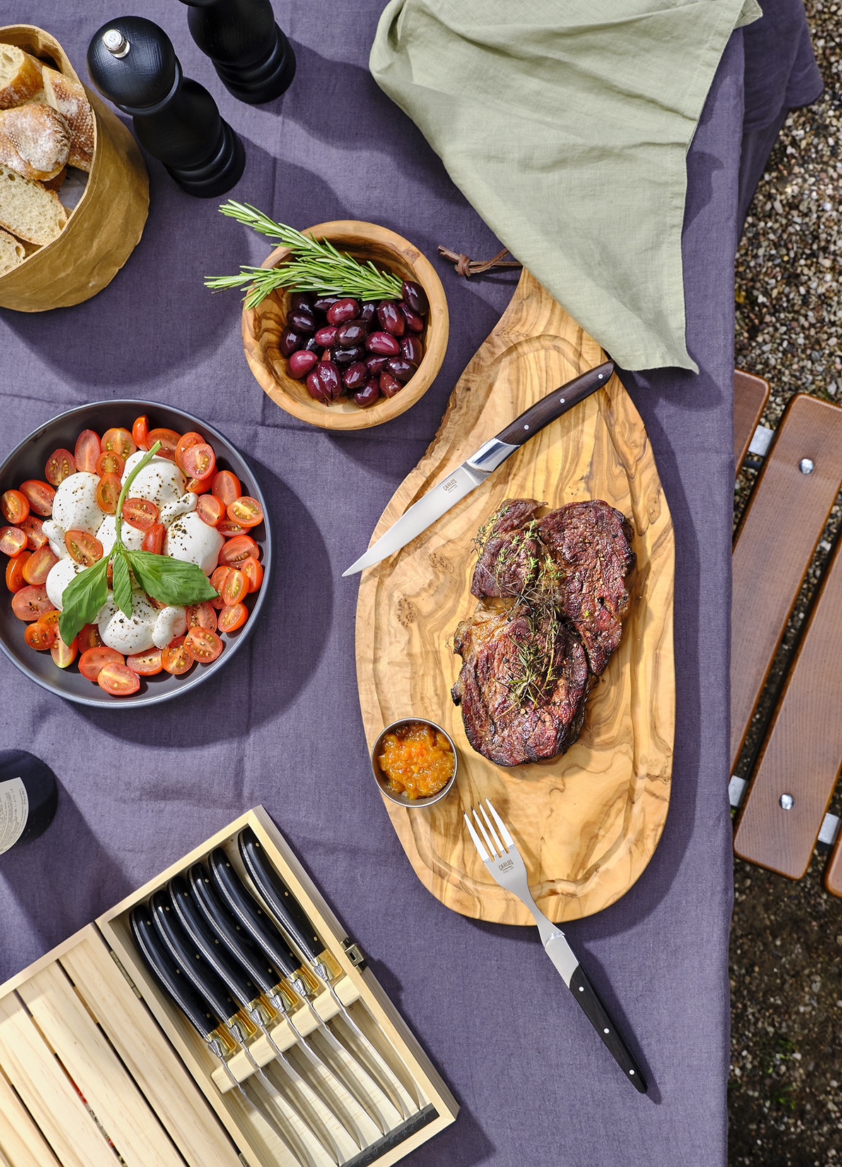 Schaalset ROCKZZERO, diep, Ø 22 cm, 0,8 liter, middernacht, Set van 6 stuks, steengoed