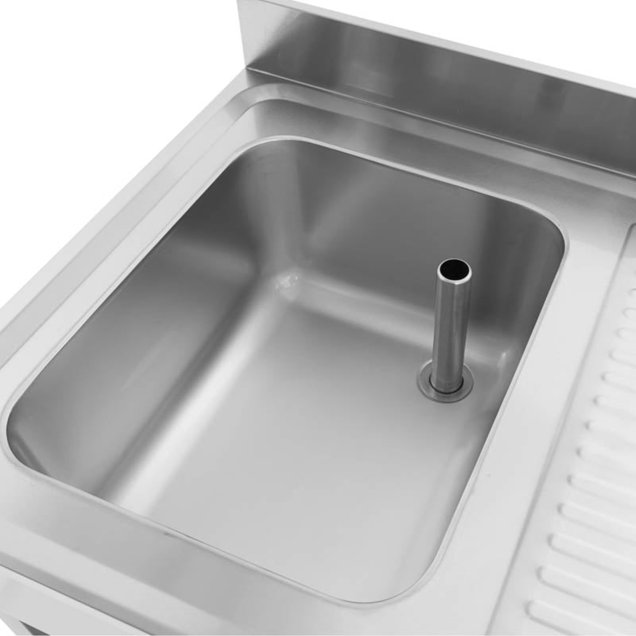 Spültisch Basic 10x7 mit 1 Becken links, Aufkantung und Grundboden