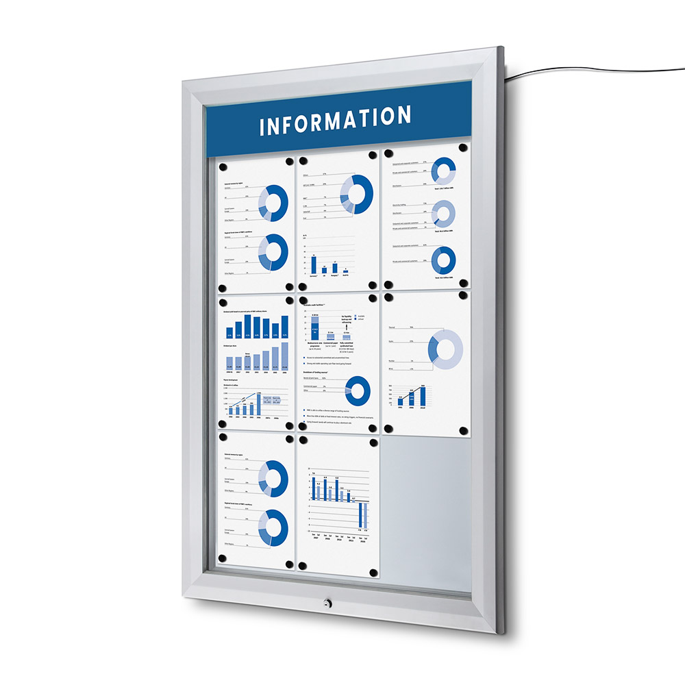 Vergrendelbaar Notitiebord Outdoor Verlicht Logo 9x A4