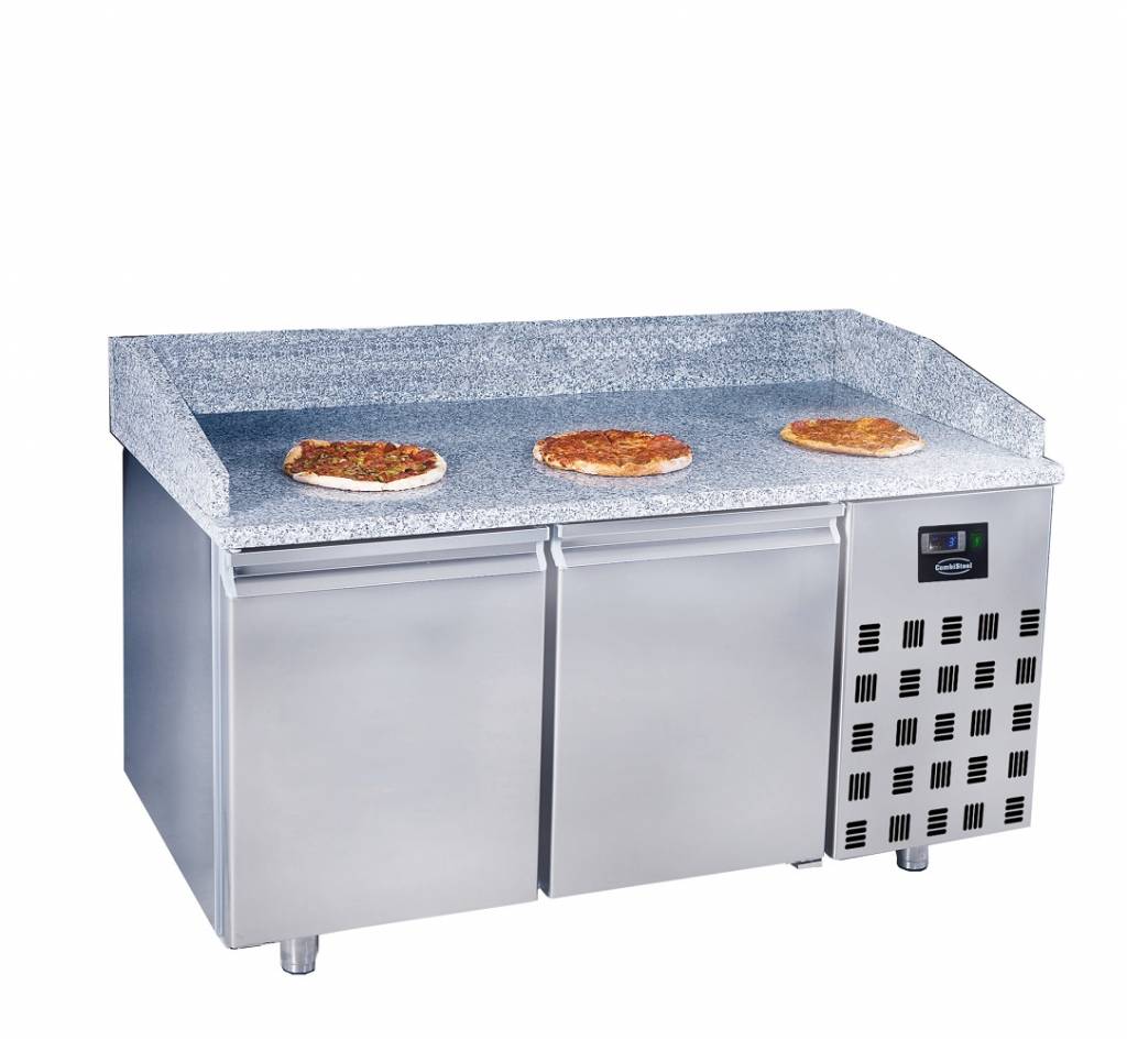 roestvrijstalen pizzatafel - circulerende lucht - 2 deuren - 1550x800x(h)1080mm