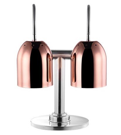 Dubbele Warmhoudlamp Koper | Tafelmodel | met Schakelaar |2x Ø240x600(h)mm