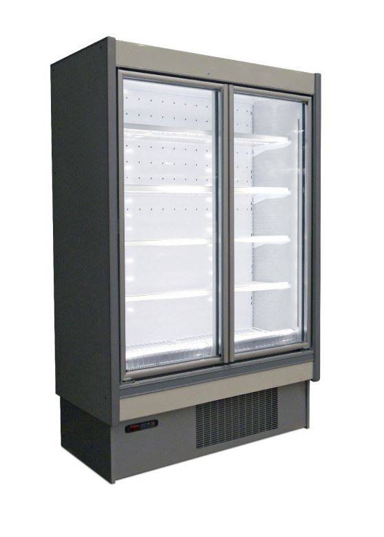 Wand-Tiefkühlregal | Aluminium Weiß | Klapptüre aus Glas | Steckerfertig | Erhältlich in 2 Größen