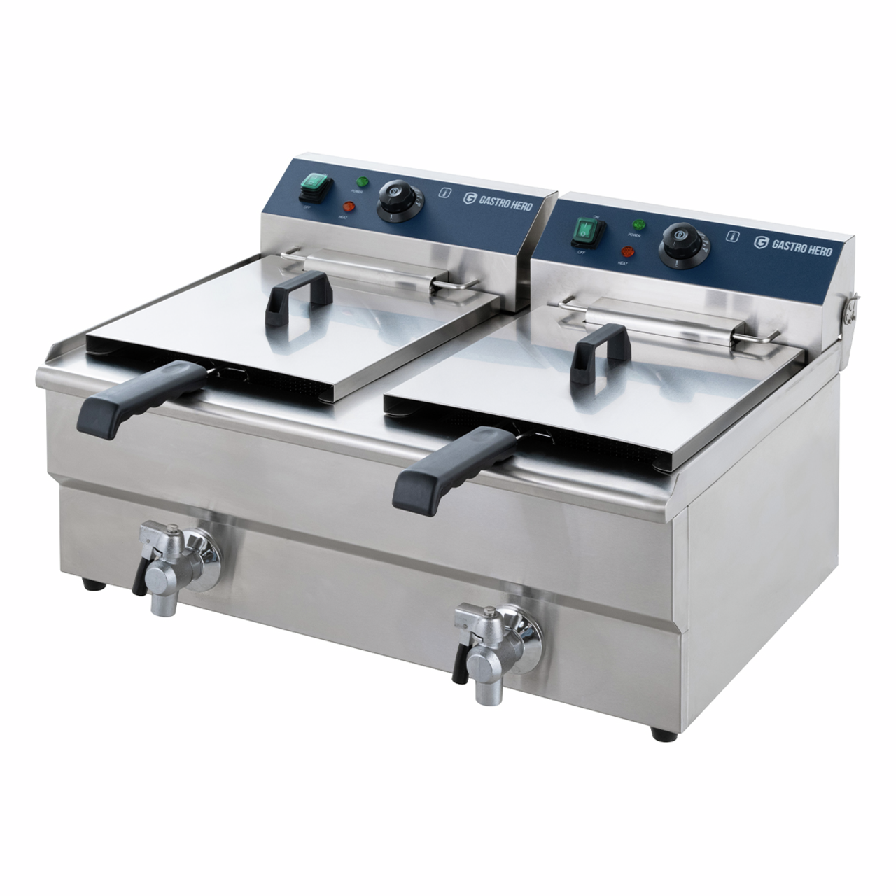 Elektrische dubbele friteuse ECO 13+13 liter met aftapkraan, 2x 5000 W, 400 V