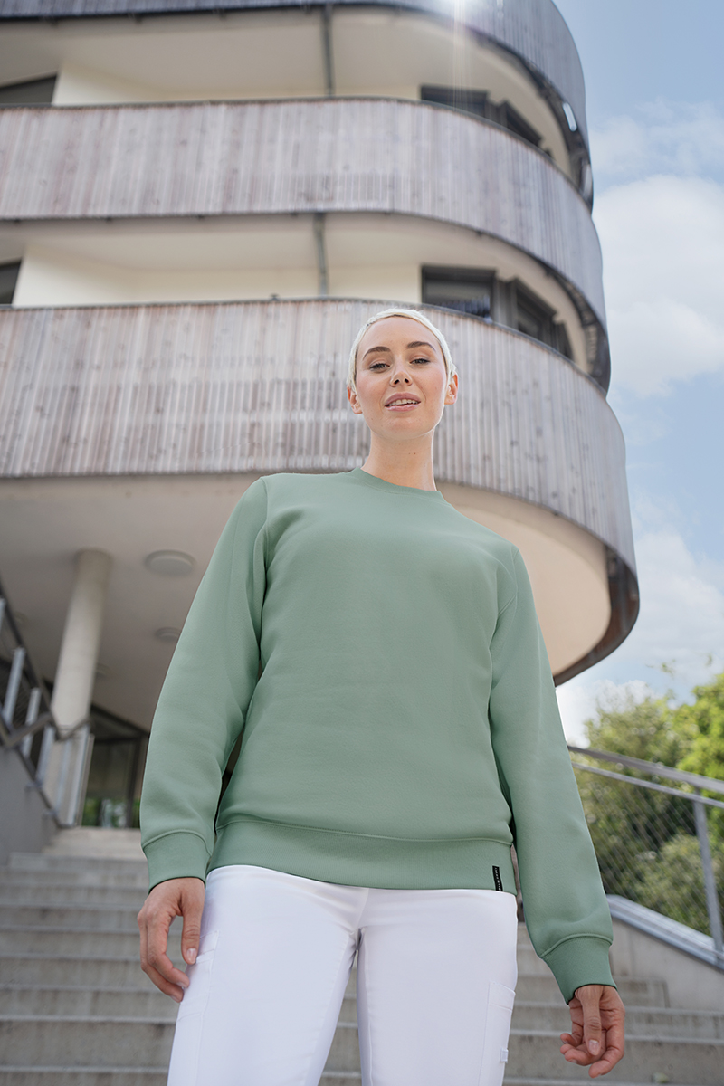 Damen Workwear Sweatshirt Soft-Face, aus nachhaltigem Material - Pistaziengrün - L