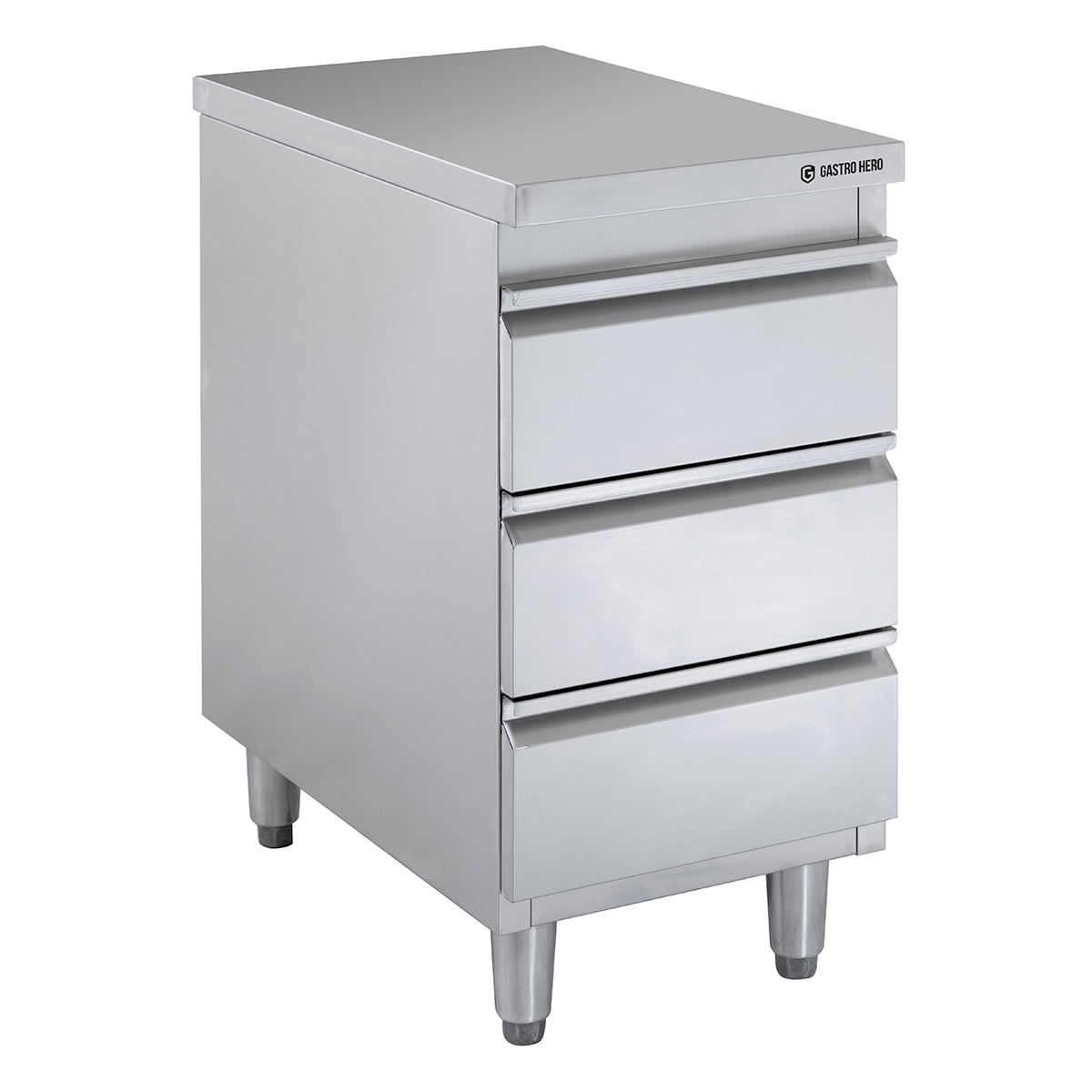Meuble à tiroirs en acier inoxydable BASIC, 3 tiroirs, unité 700, AISI 201