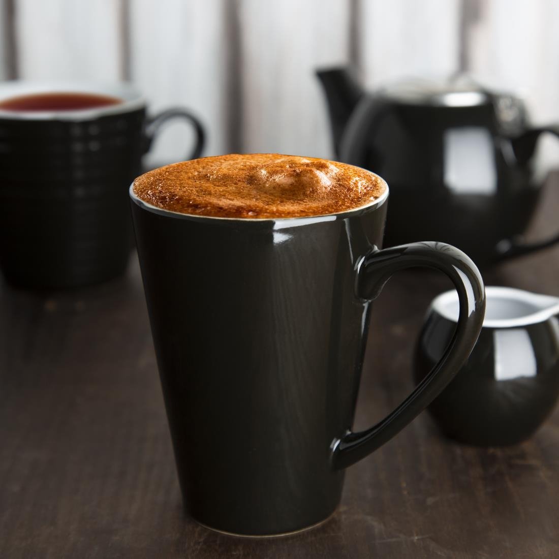 Olympia Cafe Latte Tasse Schwarz - 340ml (12 Stück)