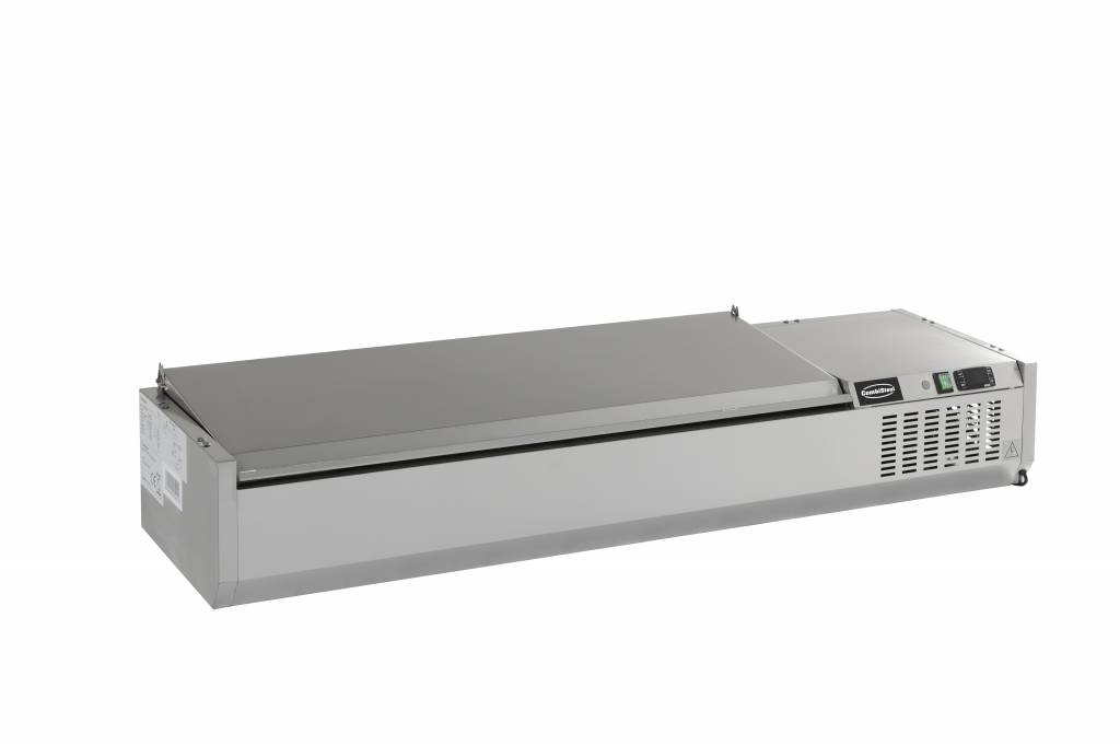 Aufsatzkühlvitrine Edelstahl Deckel | 6x 1/3GN | 1500x395x(h)225mm | 230V-0,34kW