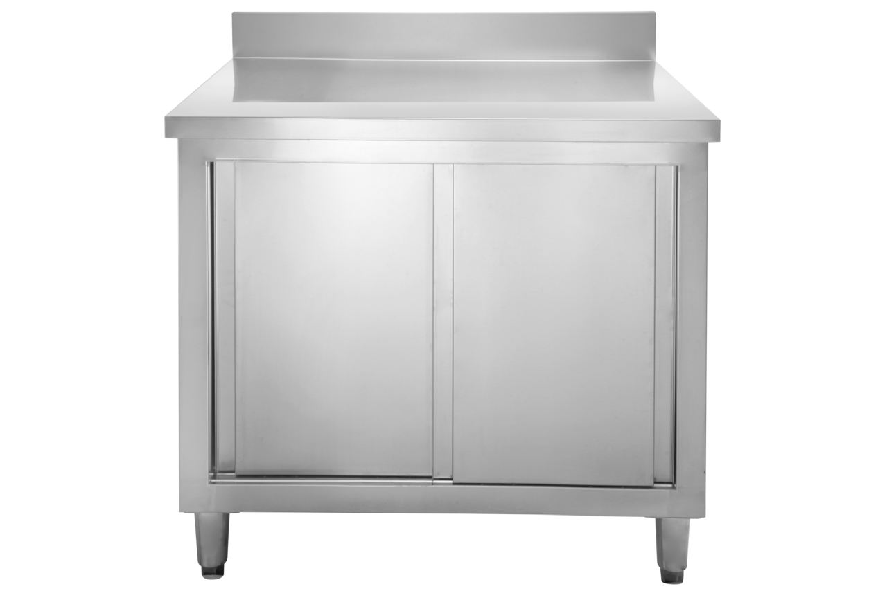 Armoire de travail en inox Basic 120x60 avec dosseret 100 mm