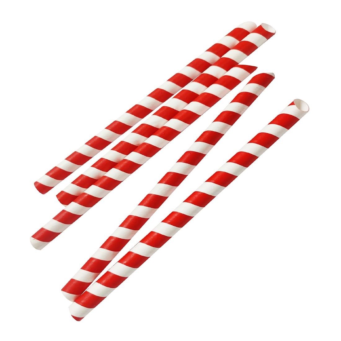 Fiesta Kompostierbarer Bubble Tea Strohhalm Rot & Weiß 12x210mm (150 Stück)