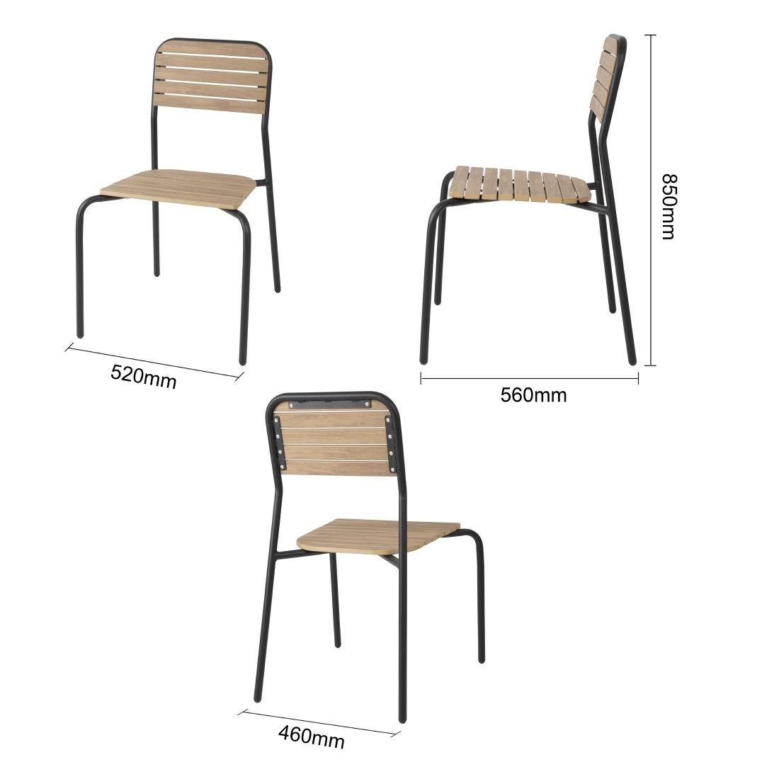 Bolero Santorini Outdoor-Stühle in Holzoptik (4er-Pack)