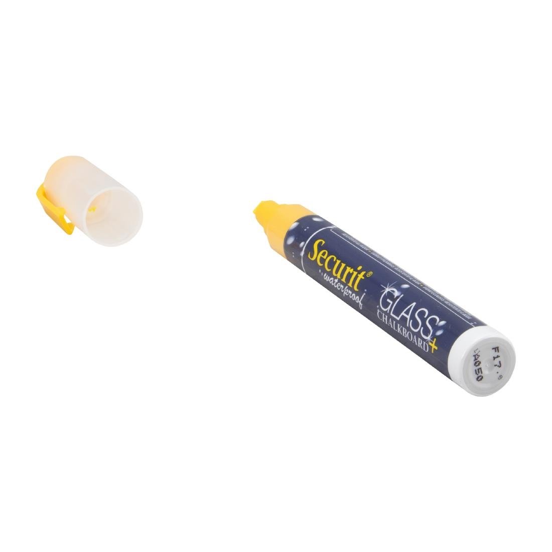 Securit Wasserfester Kreidemarker (Glas + Kreidetafel) in gelb 2-6mm Spitze