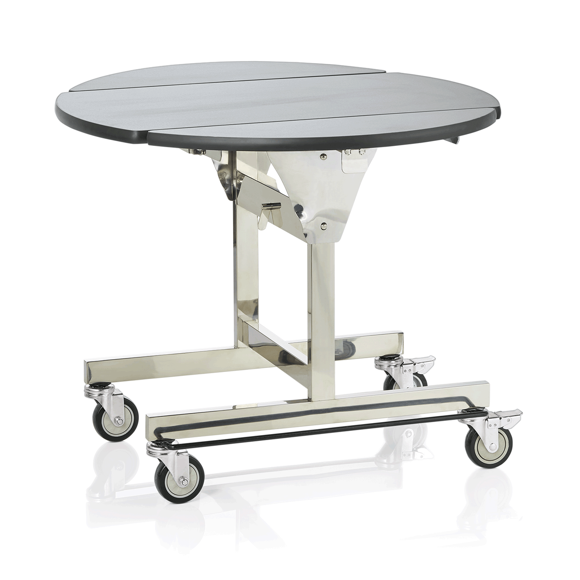 Chariot de service en chambre, 105 x 90 x 75 cm, acier inoxydable chromé-nickel, MDF