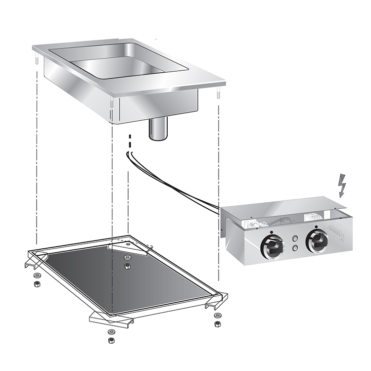 Drop-in Multifunctionele Braadpan, Met Aansluitblok