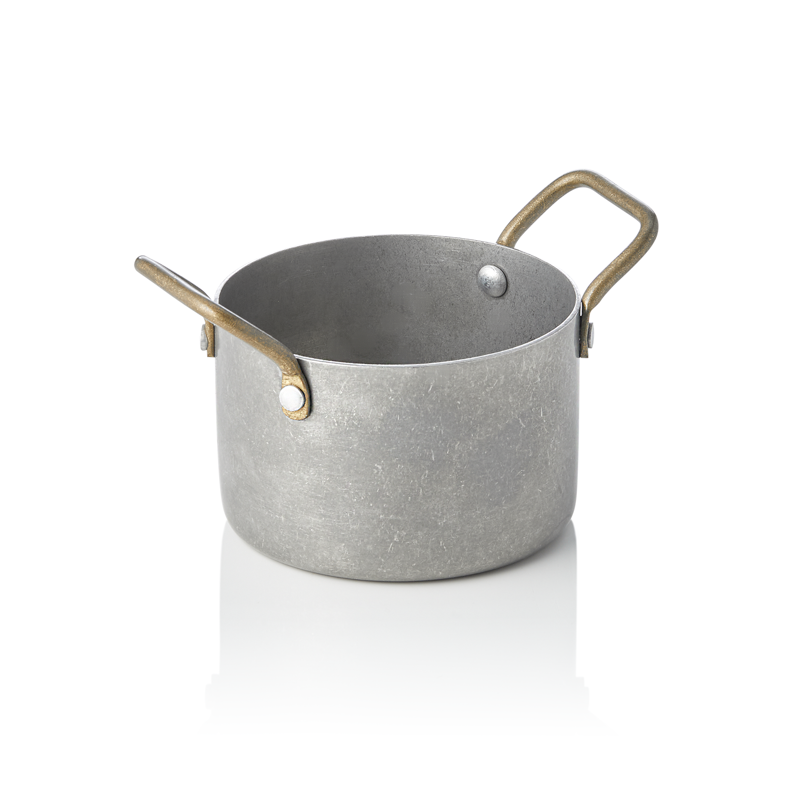 Serveerpot STEEL & STYLE, met 2 messinggrepen, 310 ml, Ø 9 cm, vintage, messing, PVD, chroom-nikkelstaal