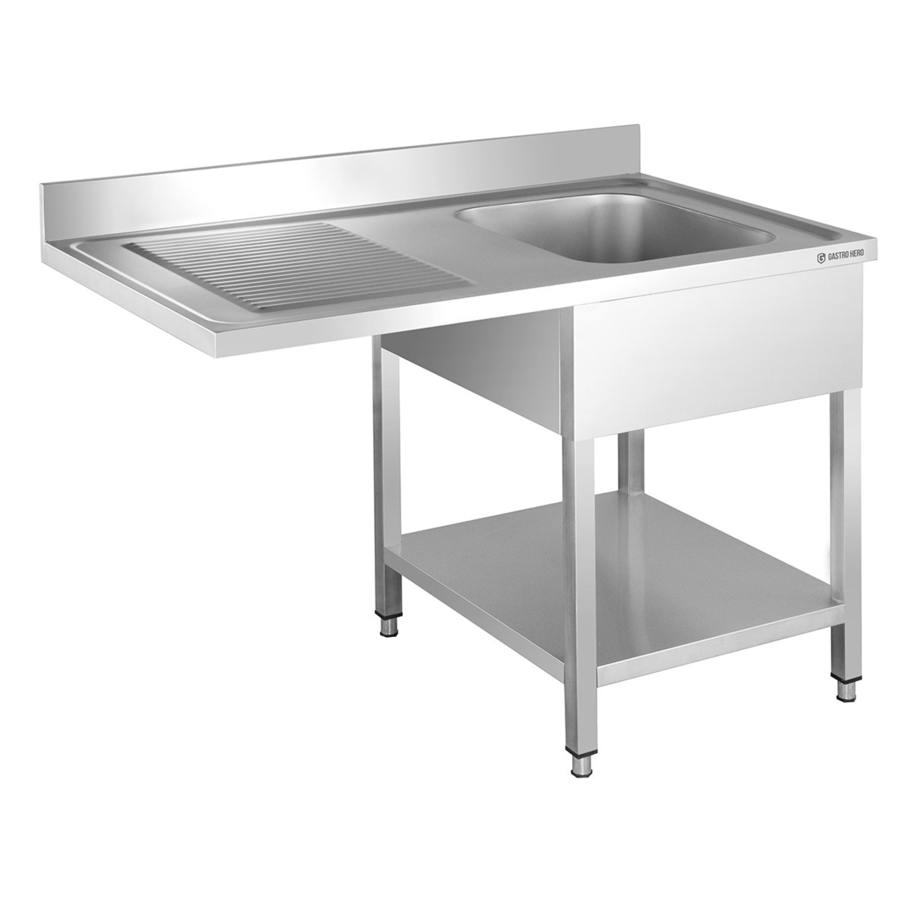 Centre de plonge Basic 12x6 avec 1 cuve à droite, dosseret et étagère inférieure