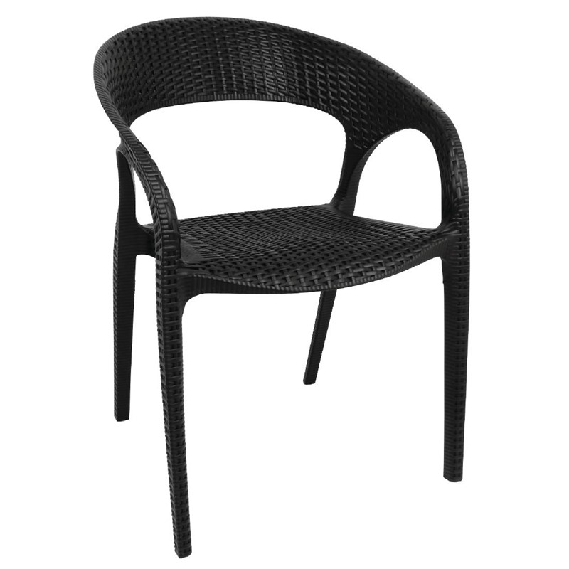 Bolero Polyrattan Stuhl mit Armlehne Schwarz | 4 Stück