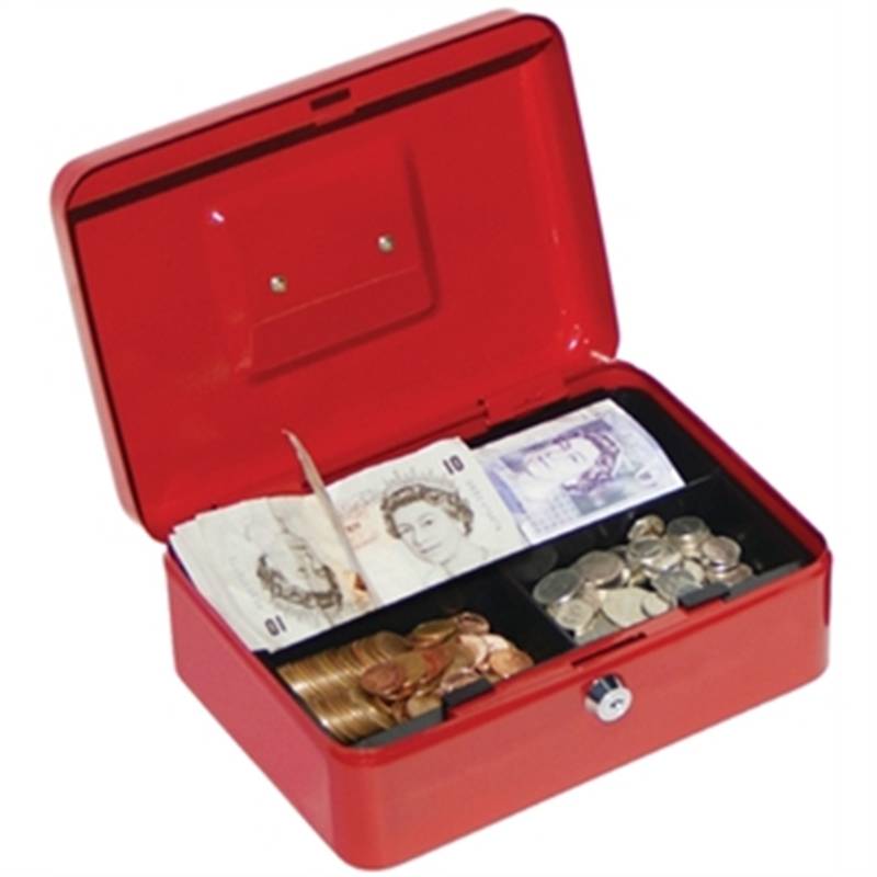 Geldkistje Rood - 200x160x(h)70mm - met Kunststof Inzet - Ruimte voor Briefgeld