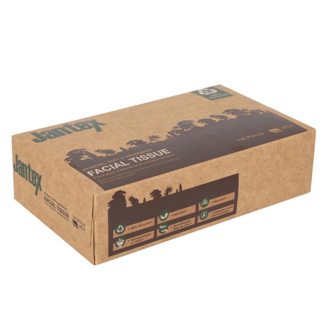 Jantex Green 100% Recycelte Gesichtstücher 100 Blatt (36 Stück)