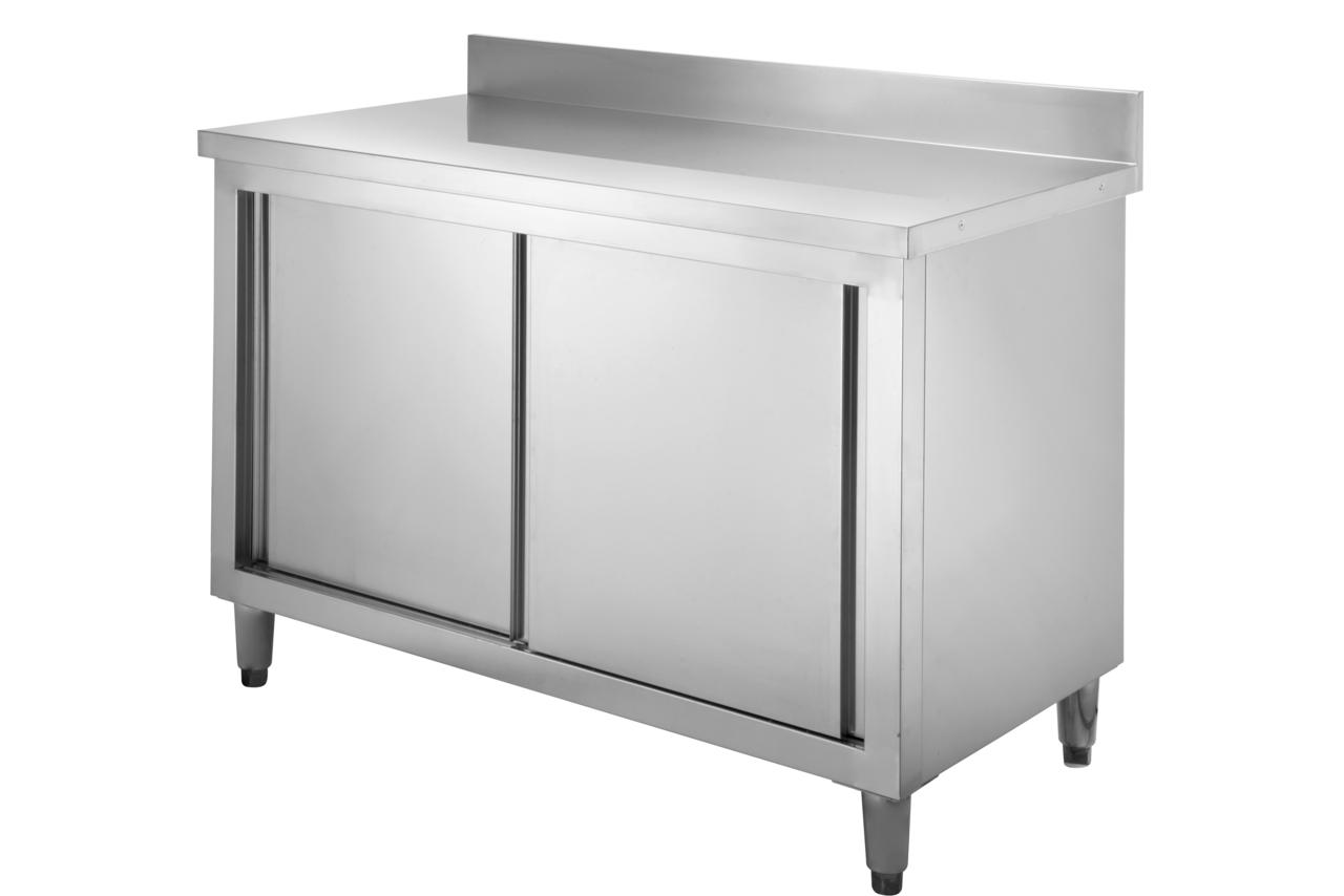 Armoire de travail en inox Basic 140x70 avec dosseret 100 mm