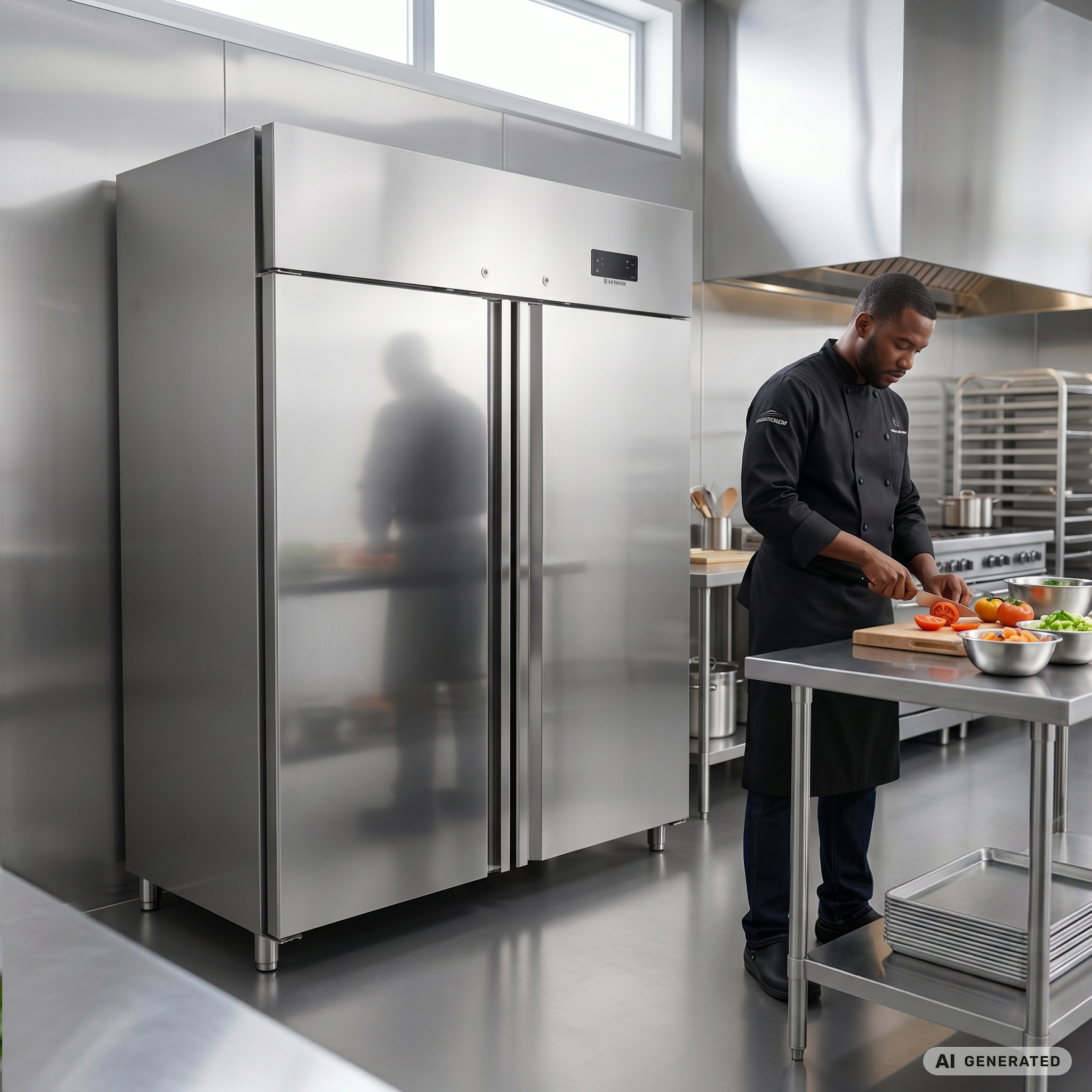 Horeca koelkast ECO 1400 GN 2/1 Monoblock, 1350 liter koelruimtevolume, 6 Rilsan-gecoate roosters GN 2/1, robuuste constructie, RVS
