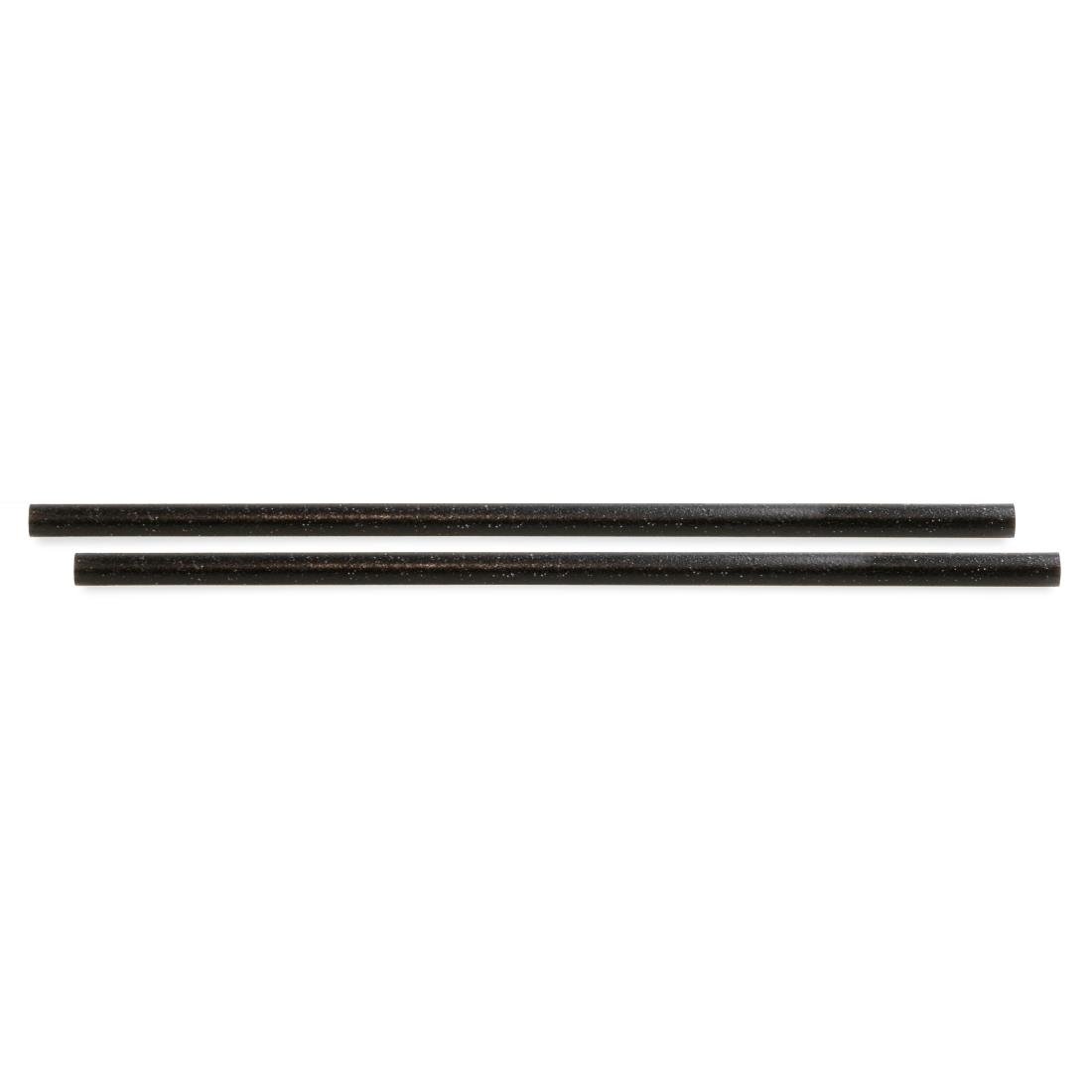 Pailles droites noires Sier Diposables Refork 8 mm / 24 cm (lot de 100)