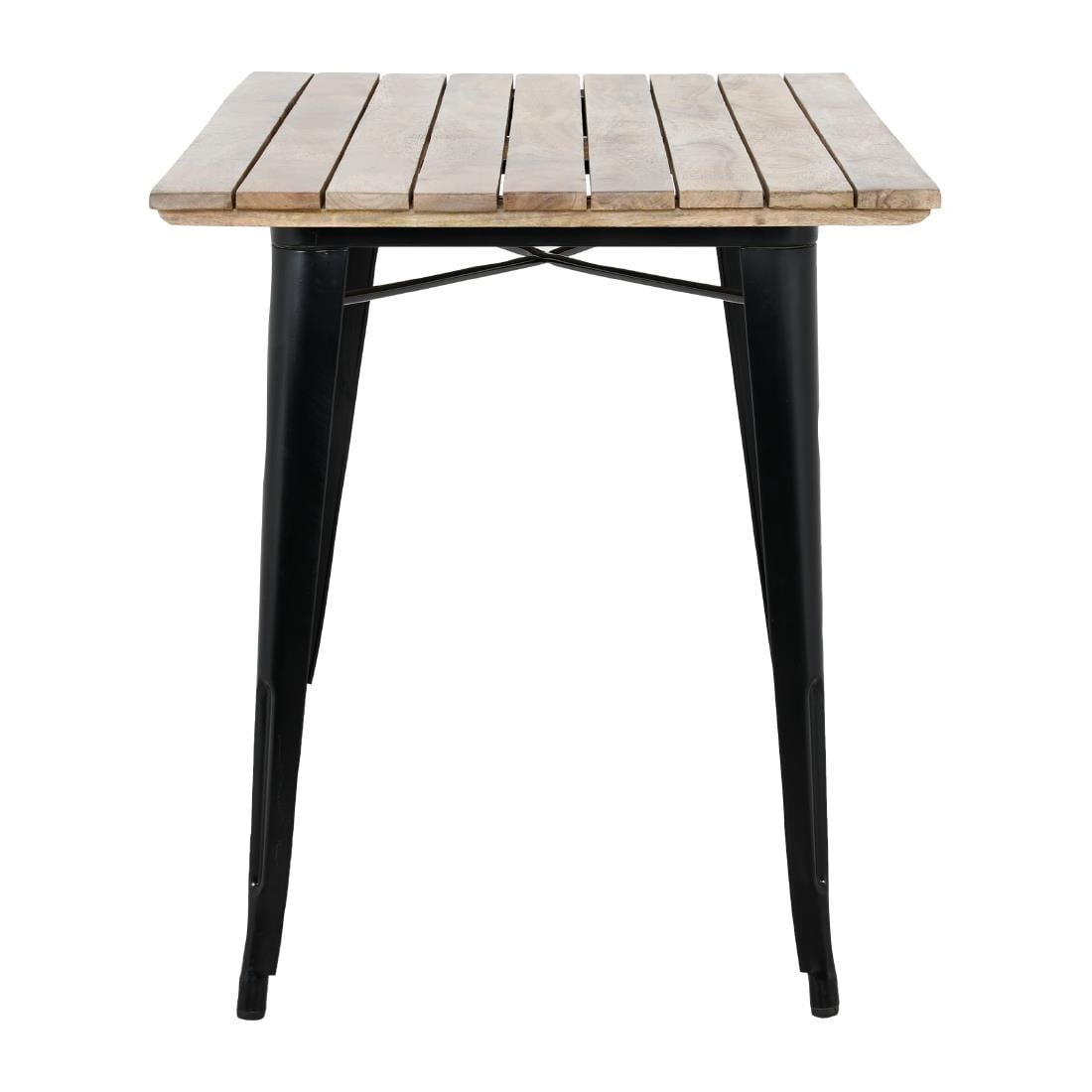 Bolero Bistro Esstisch Mangoholz-Lattenplatte Schwarz 1200mm