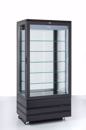 Koelvitrine Met Glazen Deur | EVO900 NFP Black 4LE | 4 Zijden Glas | 900x640x(H)1500mm